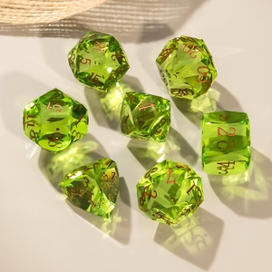 Ensemble de dés en verre de pierre naturelle bleue DND, 7 pièces, dés polyédriques avec des chiffres dorés pour les jeux de rôle sur table Dungeons and Dragons - Product Image 2