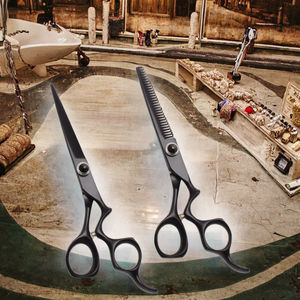 Ciseaux de barbier professionnels de haute qualité en acier inoxydable, ciseaux droits noirs en plasma, outil de coupe de cheveux de salon, outil de beauté tranchant - Product Image 3