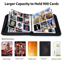 Classeur de cartes à collectionner à 9 pochettes avec sangle de transport, pages amovibles, feuilles intérieures transparentes en PP, album portable pour collection