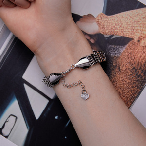 Bracelet classique en argent plaqué, maillons géométriques, bijoux de mode unisexe, cadeau - Product Image 4
