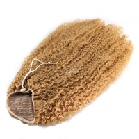 Extensions de cheveux humains VMAE Virgin Ash Honey Blonde 613 27 Raw Coily Afro Kinky Curly Puff Wrap Around Drawstring Ponytails