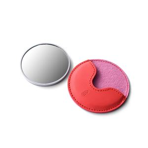 Sublimation <b>Small</b> Metal CMYK Epoxy Logo Gold Compact Circle <b>Mirror</b> with PU Leather Bag - Product Image 2