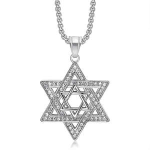 Collar con Colgante <span class=keywords><strong>de</strong></span> Estrella <span class=keywords><strong>de</strong></span> David Hexagrama Hip Hop 2026, Joyería <span class=keywords><strong>de</strong></span> Acero Inoxidable Impermeable con Circonitas Cúbicas Iced Out para Hombres y Mujeres - Product Image 4