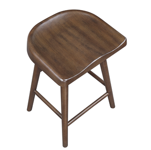 Brown Finish Modern Counter Height <b>Stools</b> <b>Set</b> of 2 Saddle Seat Sturdy Wood Frame Furniture for Hotel Dining Ergonomic Design - Product Image 6