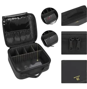 กระเป๋าจัดระเบียบเครื่องสำอางแบบพกพา โพลีเอสเตอร์รักษ์โลก ดีไซน์ทันสมัย พร้อมโลโก้สั่งทำ ช่องแบ่งปรับได้ ปิดด้วยซิป เหมาะสำหรับใช้เป็นของแจก - Product Image 3