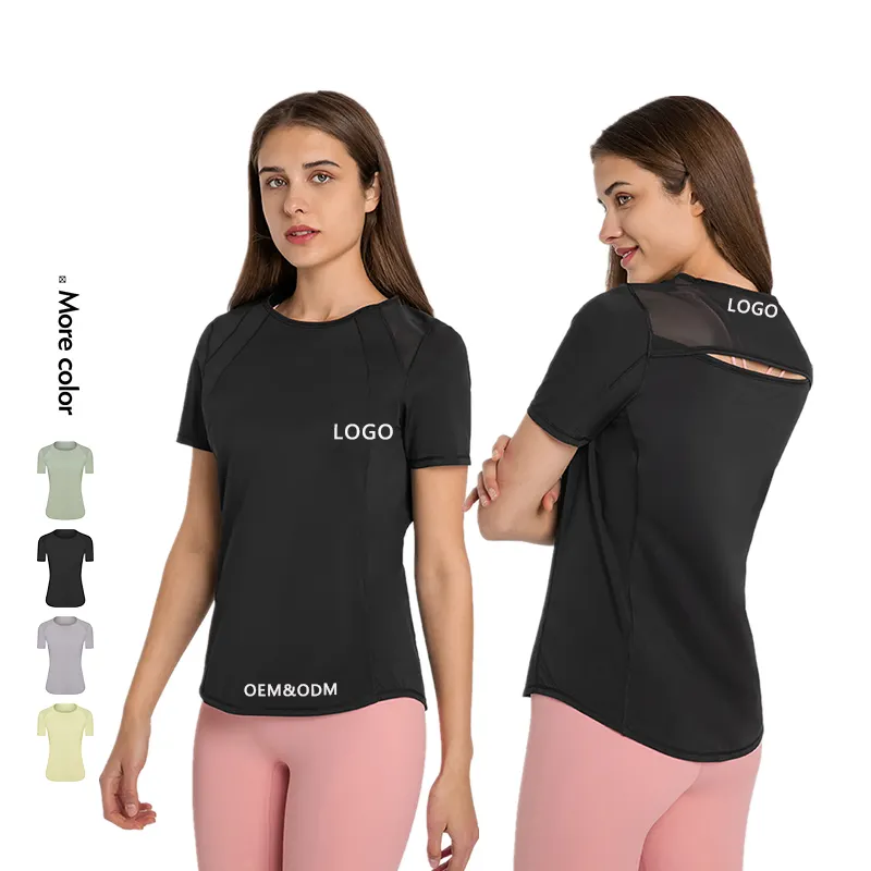 Xsunwing Individuelle Damen Slim Fit Kurzarm Sport Netz TShirts Training Yoga-Top bequemes aktives Tragen Training Fitnessstudio-Bekleidung WDQ156