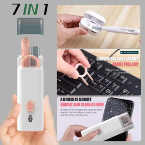 Kit de nettoyage de clavier 7-en-1 nettoyeur d'ordinateurs portables avec extracteur de touches, ensemble de nettoyage de brosse de clavier multifonctionnel pour téléphone <span class=keywords><strong>Airpods</strong></span> - Product Image 4