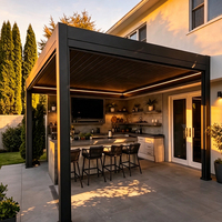 Pergola bioclimatique en aluminium à lames rétractables, imperméable, motorisée, réglable, pour jardin extérieur, véranda, toit pare-soleil, pavillon