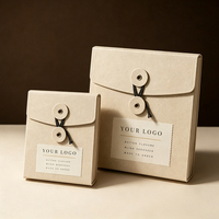 Boîte en papier kraft avec œillet, cordon et fermeture à bouton, rabat d'enveloppe, logo personnalisé pour emballage de bougies, cadeaux d'anniversaire