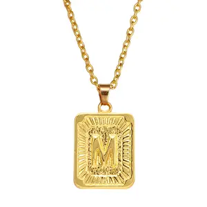 Оптовая продажа, золотые ожерелья с надписью A-Z, Очаровательная медаль, подвеска с надписью «Капитал»