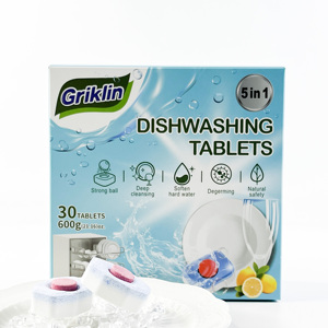 Tablettes de détergent lave-vaisselle écologiques au parfum citron, 20g, 30 unités, nettoyant solide pour la vaisselle - Product Image 5