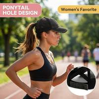 Casquettes de baseball tendance 2026 en jean structuré délavé et vieilli avec trou pour queue de cheval et dos réglable en Velcro pour femme, idéales pour l'extérieur