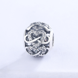 <span class=keywords><strong>Amor</strong></span> corazón Cruz de bola de plata colgante pulsera encanto completo CZ cuentas de circón - Product Image 3