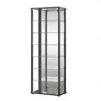 Vitrine rectangulaire noire en verre trempé, finition thermolaquée, haute qualité, style moderne de luxe, miroir au dos, cosmétique