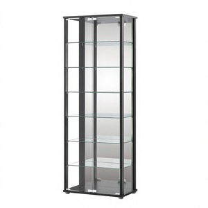 Black Rectangular <b>Glass</b> Display Cabinet with Powder Coated Finish for Retail Shop Use - Product Image 1