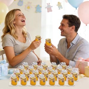 Tarros de miel, hexagonales de vidrio de 3 oz con cucharas dosificadoras |   Frascos Pequeños de Miel para Recuerdos, Regalos para Baby Shower y Bodas - Product Image 3
