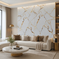 Panneau mural en marbre artificiel PVC veiné or blanc, résistant aux rayures et imperméable, pour salle de bain, cuisine, fond de télévision