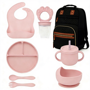 Juego de Alimentación de Silicona Personalizado al por Mayor para Bebés, Set de Vajilla para Recién Nacidos, Juego de Platos de Silicona con Bolsa de Almacenamiento - Product Image 4