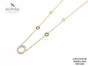 Colliers pour femmes XUPING en acier inoxydable, vente en gros, pendentifs breloques tendance en forme de fleur, papillon et cœur - Product Image 2