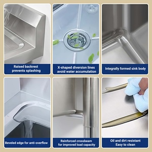 Lavello da <span class=keywords><strong>Cucina</strong></span> in Acciaio Inossidabile Resistente alla Corrosione con Dimensioni Personalizzabili, Lavello Commerciale per Scuole - Product Image 6