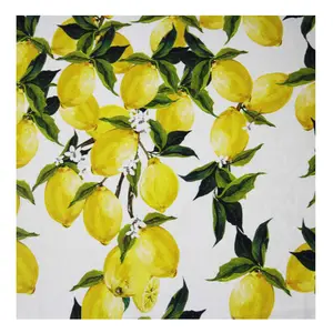 Wholesale 100% Cotton Digital Print Satin Fabric Fruit Lemon pattern Fabric for women dress