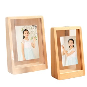 Wooden <b>Double</b>-Sided <b>Photo</b> <b>Frame</b> Rectangular Tabletop Vertical Display For Living Room Bedroom Study Eco-Friendly Solid Wood - Product Image 5