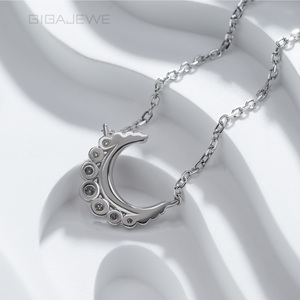 Collar GIGAJEWE con Colgante de Luna Creciente de Moissanita Blanca de 0.13ct, <span class=keywords><strong>Plata</strong></span> de Ley 925, <span class=keywords><strong>Cadena</strong></span> Tipo O para Mujer - Product Image 3