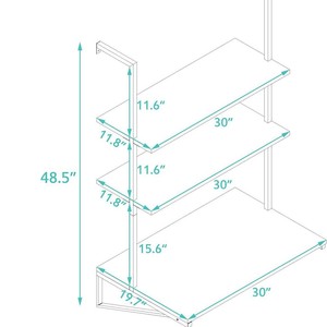 Estante flotante de pared de 3 niveles con marco de hierro y MDF para almacenamiento en sala de estar u oficina - Product Image 3