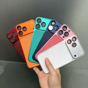 Coque de téléphone portable en métal avec cadre de couleur originale pour iPhone 16 15 14, convertible en coque 17 Pro Max, dos givré avec logo - Product Image 2