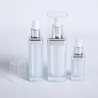 Vente flash : flacons pompe carrés en acrylique de 15 ml, 30 ml et 60 ml pour emballages cosmétiques, lotion, sérum et crème