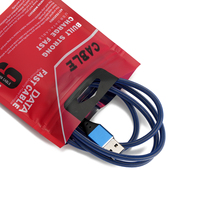 Sac d'emballage pour câble de charge rapide 9A, pochette refermable pré-imprimée avec trou de suspension pour câbles de données de téléphone portable