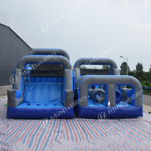 Campo de obstáculos inflable combinado con trampolín, toboganes de juegos de parque - Product Image 3