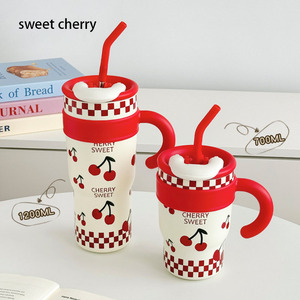 Silverjet Stainless Steel 304# Tumbler 700/1200ml <b>Straw</b> 6-12 Hours Thermal Insulation Hand Grip Office Cup for Travel Home Use - Product Image 5