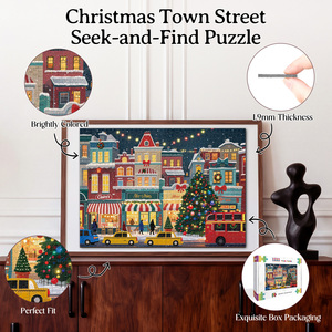 Puzzle de 1000 pièces de la scène de rue de la ville de Noël, scène hivernale enneigée, cadeau pour adultes, décoration murale pour la maison et les fêtes en famille - Product Image 4