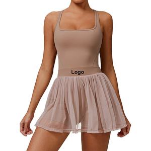 Женское Спортивное платье на заказ, дышащее быстросохнущее теннисное платье, удобная спортивная одежда из полиэстера с логотипом на передней панели, OEM - Product Image 1