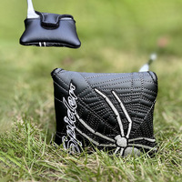 Housse de protection pour putter de golf, carrée ou semi-circulaire, en cuir PU noir et blanc, avec doublure en polaire pour la protection de la tête du club