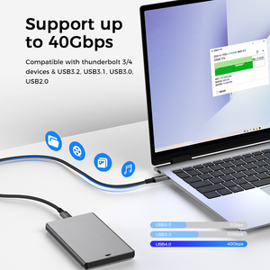 Uniean 1m 1.8m nylon bện đồng trục usb4.0 Cáp PD nhanh sạc cáp loại C 40Gbps 240W 8K 60Hz Loại C để Loại C Cáp - Product Image 4