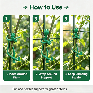 Cute Frog Plant Support <b>Clip</b> with Stem Holder in Green Black Brown for Garden Outdoor Decoration Modern Design - Product Image 5