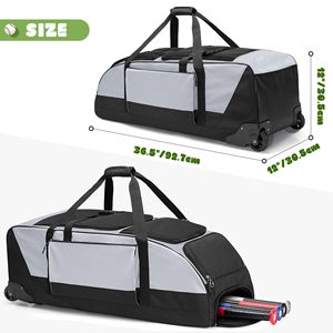 Sac de softball à roulettes avec compartiment pour chaussures, sac de baseball à roulettes - Product Image 3