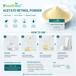 Materia Prima Cosmética, Acetato de <span class=keywords><strong>Retinol</strong></span> en Polvo Amarillo Fino, Control Estricto de Impurezas para el Procesamiento de Fórmulas Químicas Diarias, a Granel - Product Image 3