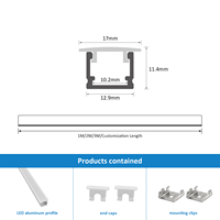 Profilé LED 092 pour bande lumineuse linéaire, série 6000, en aluminium anodisé, lumière du jour 6000K, pour plafond de chambre et armoire