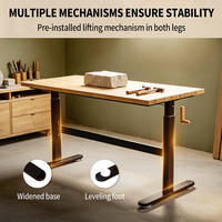 Table de travail ergonomique moderne en métal réglable en hauteur, ODM&OEM, bureau mobile avec panneau en bois massif