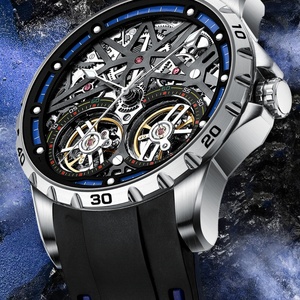 นาฬิกาข้อมือผู้ชาย Mark Fairwhale Dual Tourbillon ดีไซน์กรอบกันน้ำ พร้อมกลไกอัตโนมัติระดับท็อปสำหรับผู้ชาย - Product Image 2
