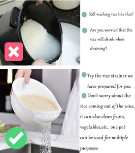 Passoire en plastique pour la cuisine domestique - Lavage du riz, des fruits et des légumes & Plateau à fruits double fonction - Product Image 4