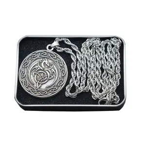 Celt Knot Dragon Anhänger Halskette Mittelalter liche symbolische Halskette Schmuck mit exquisiten Box