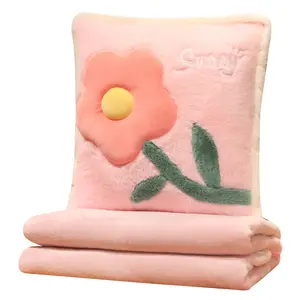 Прекрасный цветок подушки 3-в-1 Подушка Одеяло Кондиционер, чтобы вздремнуть в офисе и двойной подушка автомобиля плюшевая подушка с одеяло для девочек плюшевая игрушка