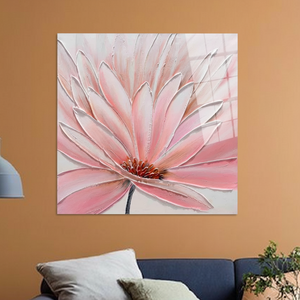 Modern Blush Pink Daisy <b>Canvas</b> <b>Wall</b> Art - Printed Botanical Decor,TEMPERED GLASS ART - Product Image 3