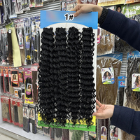 3x 4X Cheveux synthétiques pour tresses au crochet, style Deep Wave et Ocean Wave, pour femme, résistants à la chaleur, en fibre protéinée, bouclés