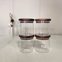 Keukenopbergers koffie thee specerijen organizer container hoge borosilicaat glazen voorraadpot houten deksel magnetronbestendig milieuvriendelijk
