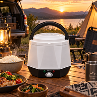 Cuisinière à riz électrique portable pour voiture et extérieur 220V 1.6L, avec minuterie numérique et fonction maintien au chaud pour le camping